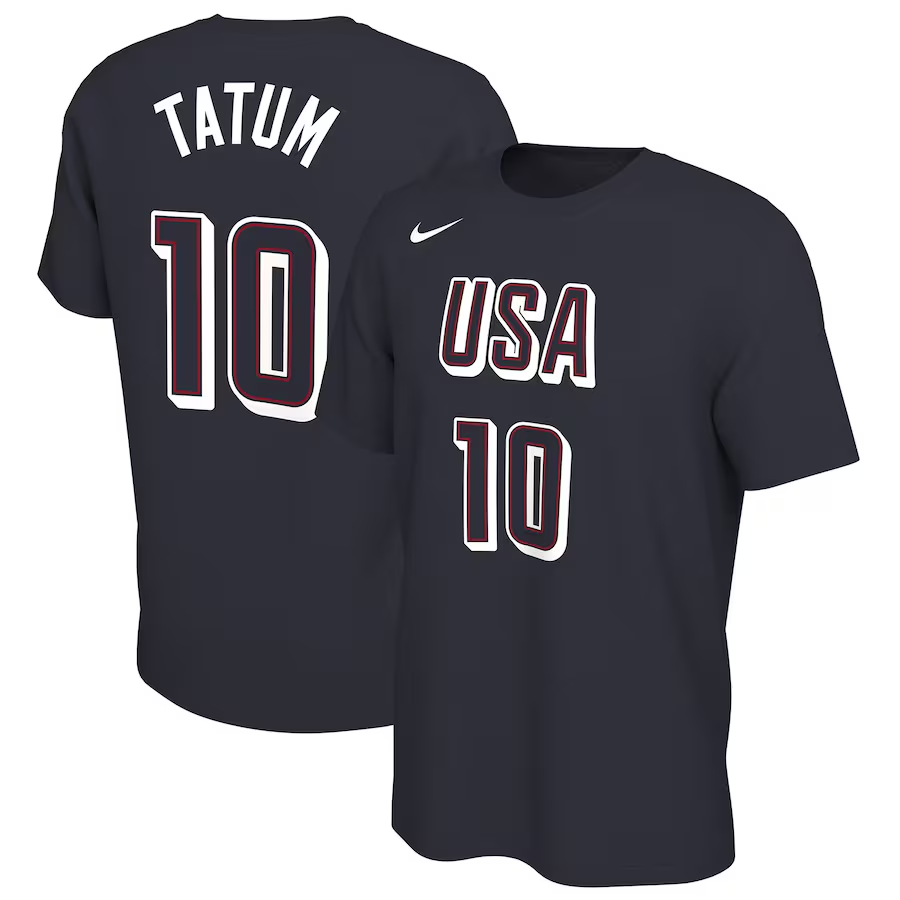 Men 2024 Paris Olympics USA basketball #10 Tatum black T shirts->nba t-shirts->Sports Accessory